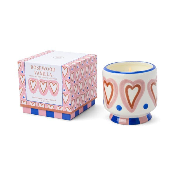 A Dopo 8 oz Handpainted "Hearts" Ceramic - Rosewood Vanilla