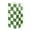 Lulu Collection Check Vase Square Green